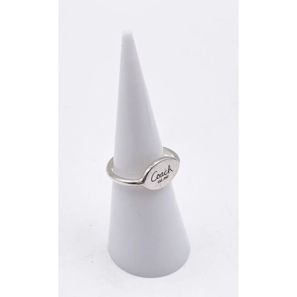 Vintage Coach 925 Sterling Silver Oval Signet Logo Ring • Retired Design Size 6 - Picture 2 of 7